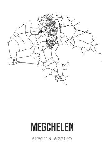Megchelen (Gelderland) | Landkaart | Zwart-wit