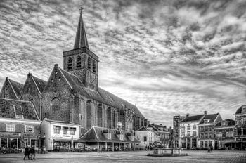 Sint Joriskerk Hof historisch Amersfoort zwartwit