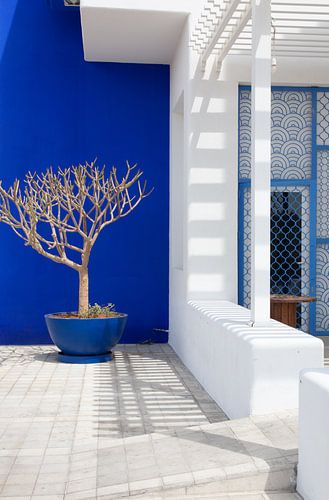 Architecture bleue et blanche Jordan