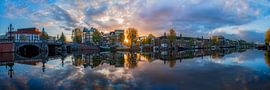 View of the Amstel River (east side) and the Walter Süskind Bridge in Am by Amsterdam.Photos