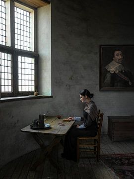 Meisje lezend in de torenkamer