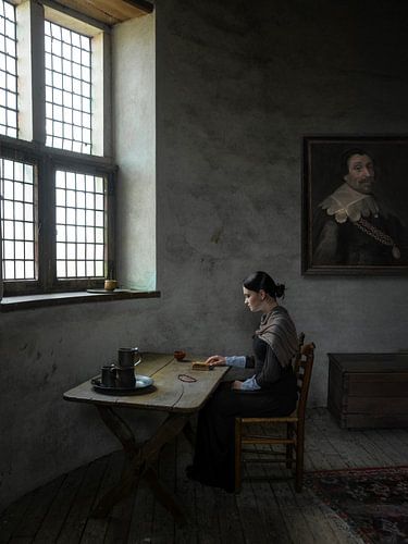 Meisje lezend in de torenkamer
