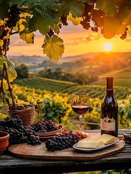 Drinking wine at sunset