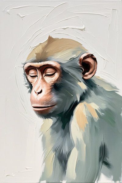 Singe serein dans un portrait abstrait par Art & Soul Creations
