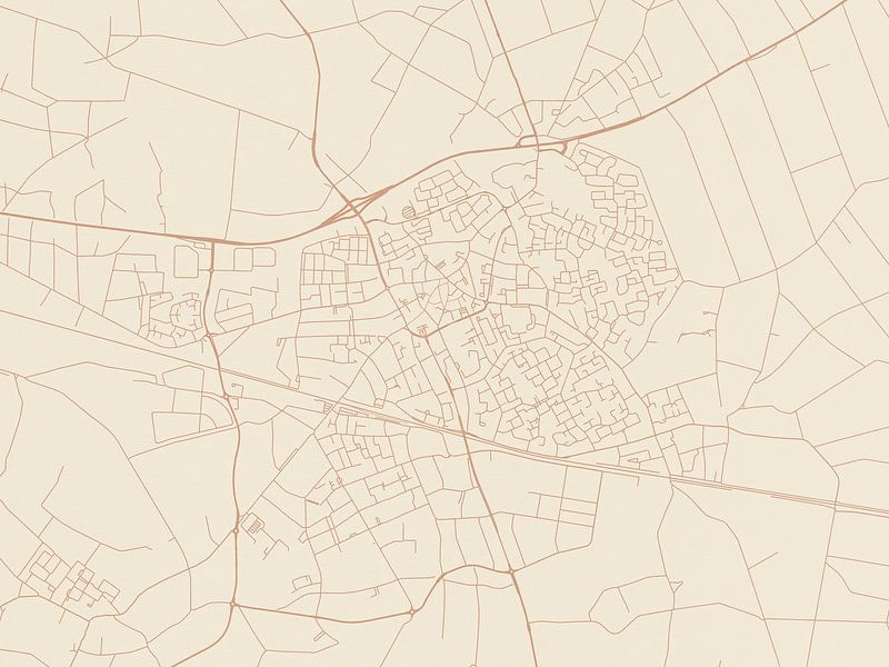 Terracotta style map of Deurne by De Kaartenwinkel