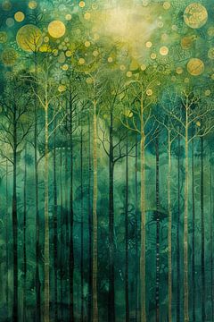 Boslandschap | Enchanted Forest Glow van Abstract Schilderij