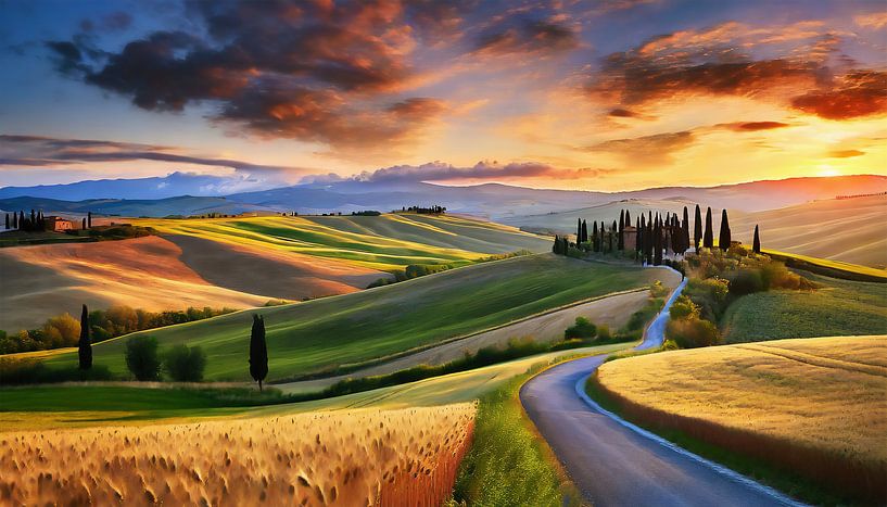 Toskana mit Landschaft von Mustafa Kurnaz