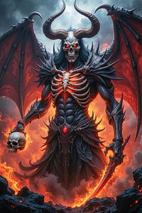 Dark Fantasy Edition: NOXFERUM - Ein teuflischer Dämon mit Totenkopf und Schwert in seinen Händen | Kunst & Fine Art Prints