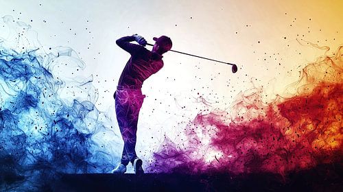 Golfer in the swing by Frank Heinz