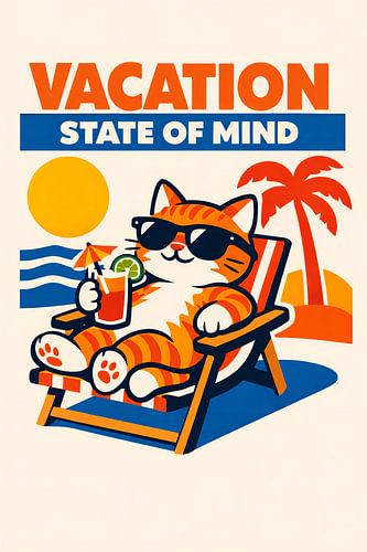 Chat en vacances avec des lunettes de soleil sur DesignDoodle