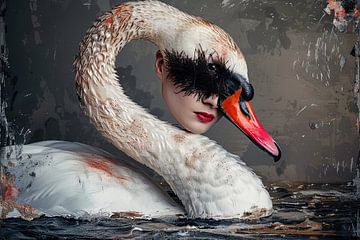 woman with swan by Egon Zitter