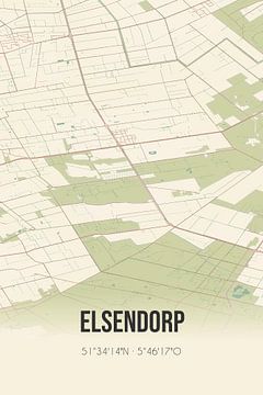 Vintage map of Elsendorp (North Brabant) by Rezona