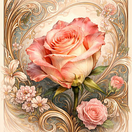 Vintage roos van Linda de Klein