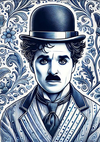 Delft Blue portrait iconic Charlie! by Jaap Ros