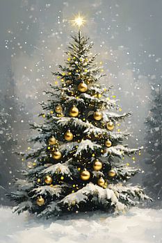 Christmas tree in winter landscape