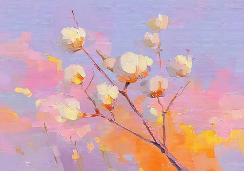 Lente bloesems tegen een pastelkleurige hemel