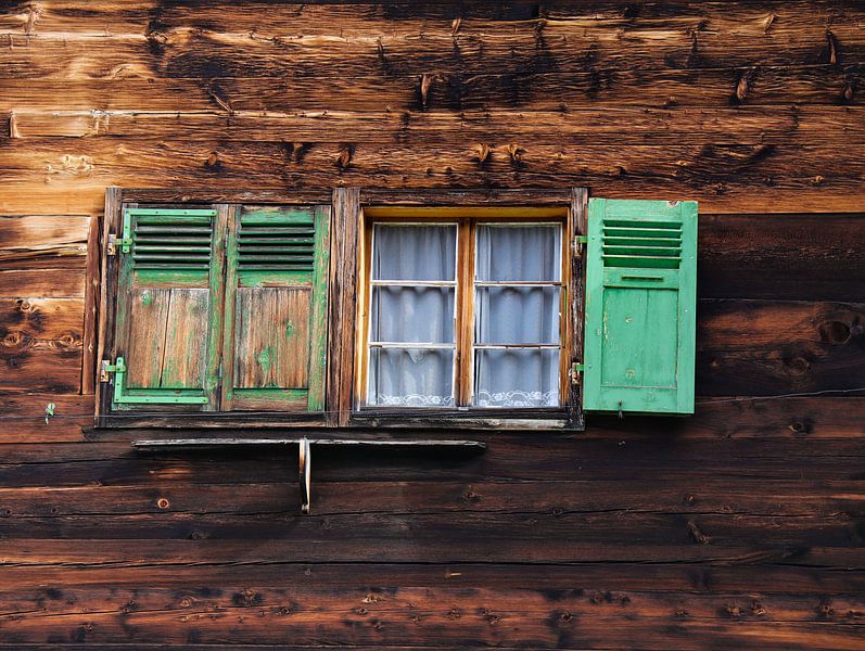 window with green shutters by Marieke Funke