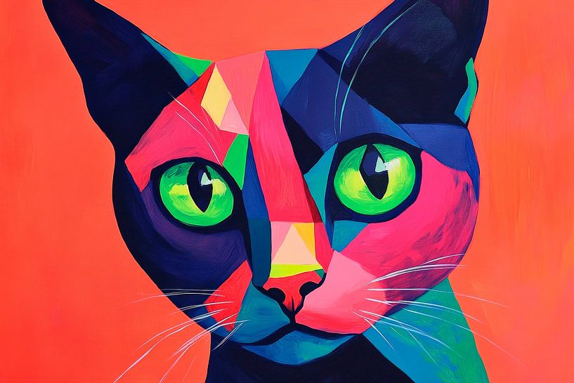Bunter Blick – Katzenporträt lebendig von Poster Art Shop