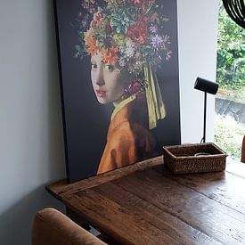 Customer photo: Meisje met de Parel – The Orange Autumn Edition by Marja van den Hurk, on canvas