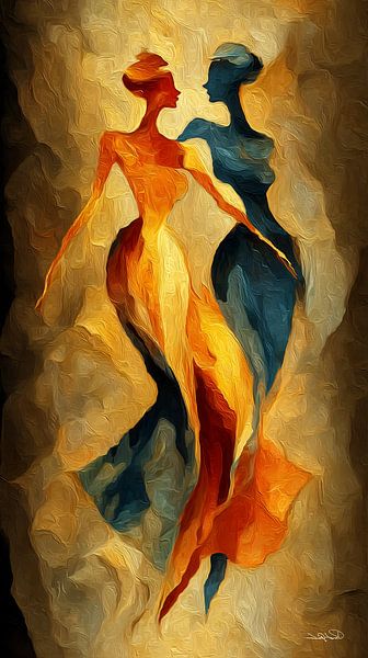 abstrakte tanzende Frauen von Gelissen Artworks