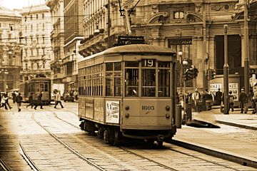 Mailand Straßenbahn Sepia von Ingo Laue