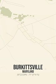 Alte Karte von Burkittsville (Maryland), USA.