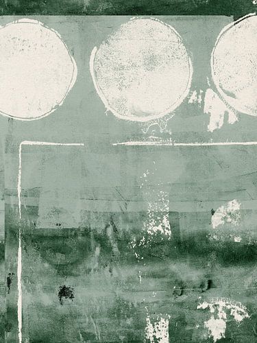 Abstracte vormen in groen en wit.