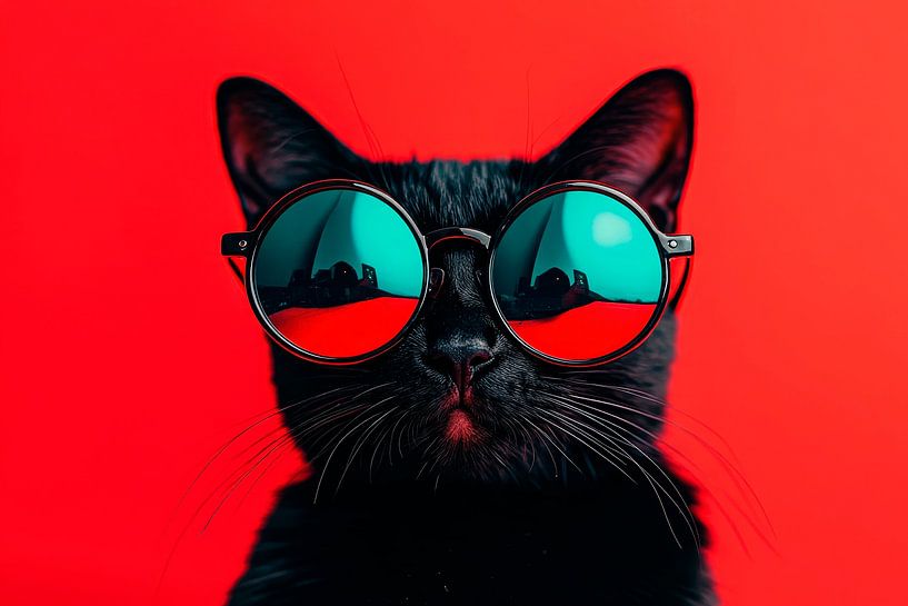 Black cat with stylish sunglasses by Poster Art Shop