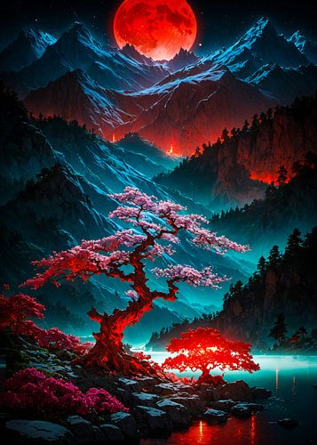 Blood Moon Over Sakura Valley