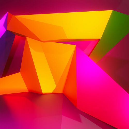 Abstract kubistisch 3d werk van twee liefhebbende kussende figuren