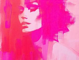 Abstrait rose | Portrait de femme rose sur Art Merveilleux