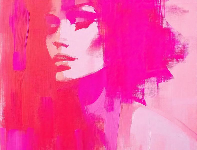 Roze Abstract | Roze Vrouwenportret van De Mooiste Kunst