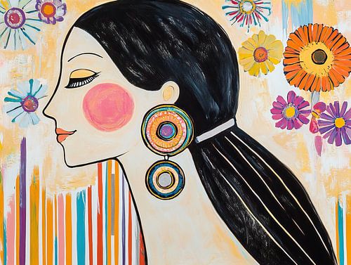 Colourful Flowers And Woman