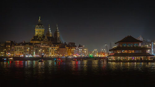 Amsterdam on the IJ at Night