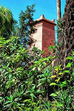 Toren bij Jardin Majorelle Marrakech van Dorothy Berry-Lound