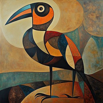 Rare vogel abstract kubisme van TheXclusive Art