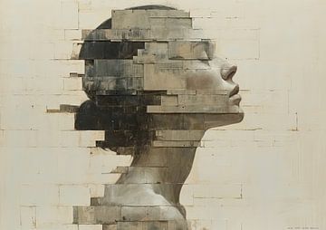 Vrouw Abstract Portret | Fragmented Reverie van Kunst Kriebels