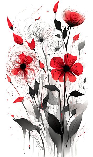 Abstrakte Mohnblumen von Niek Traas