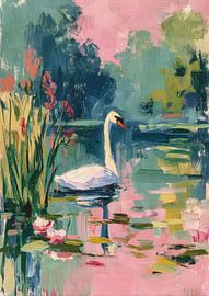 Schwan im impressionistischen Teich von Niklas Maximilian