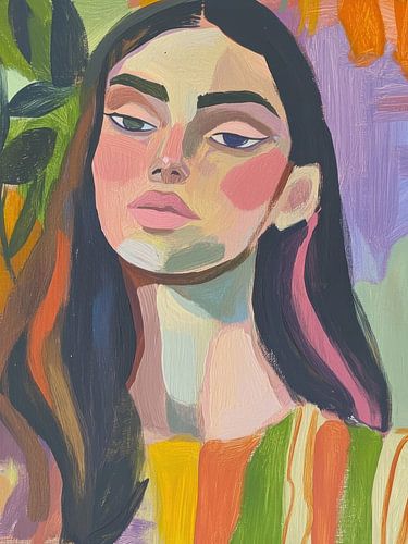 Gouache fashion portret hippie