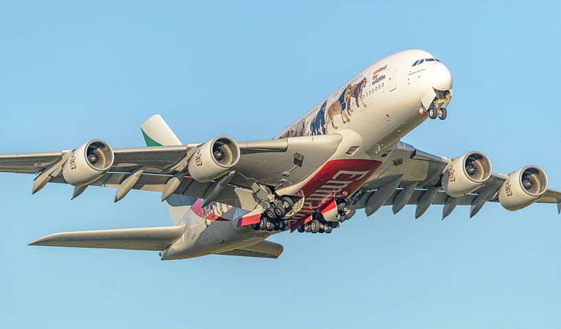 Airbus A380 d'Emirates aux couleurs de United for Wildlife. par Jaap van den Berg
