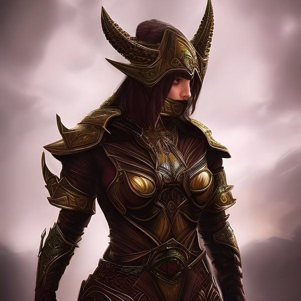Fantasy warrior of the element earth in armour by Babetts Bildergalerie