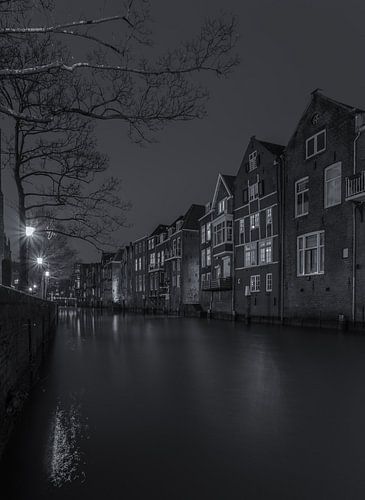 Voorstraathaven à Dordrecht le soir - noir et blanc sur Tux Photography