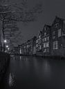 Voorstraathaven in Dordrecht in de avond - zwart-wit van Tux Photography thumbnail