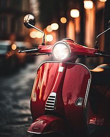 Rote Vespa in der Stadt
