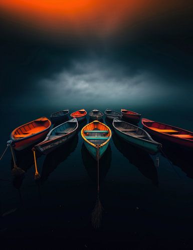 Des bateaux colorés dans une eau bleue