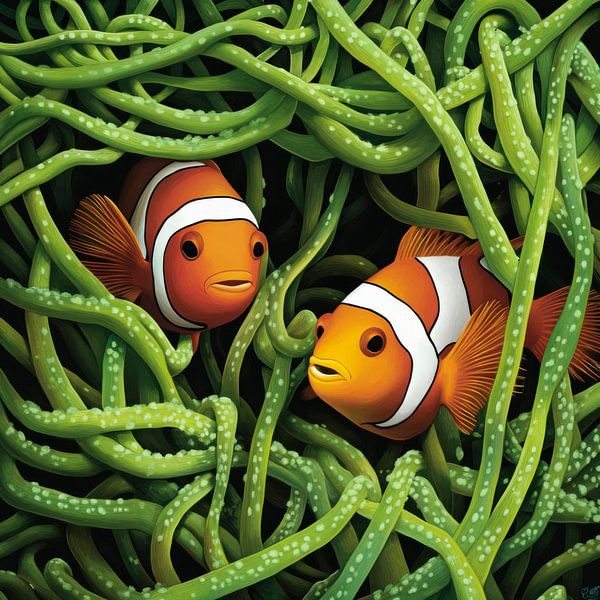 Bunte Fische im grünen Dickicht von Poster Art Shop