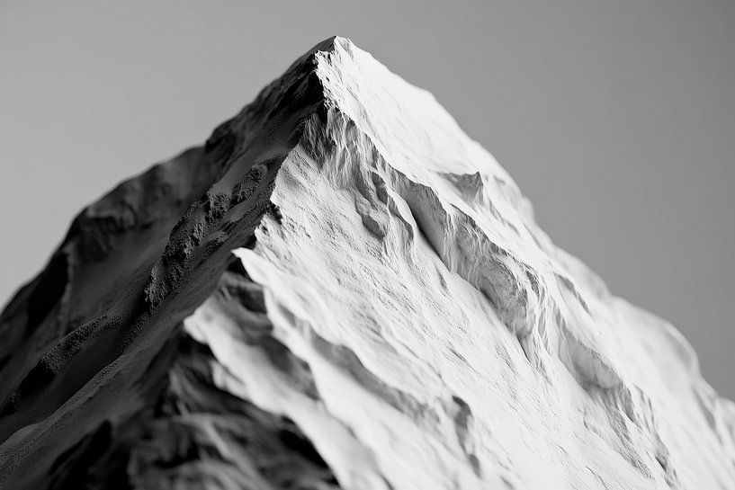 Berggipfel in Schwarz-Weiß – Minimalistisch von Poster Art Shop