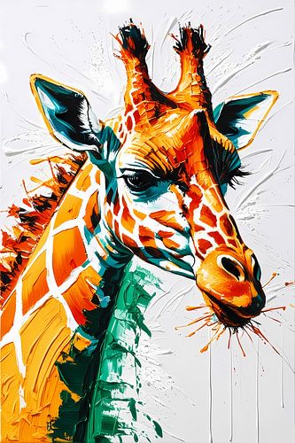 Portrait abstrait et coloré d'une girafe