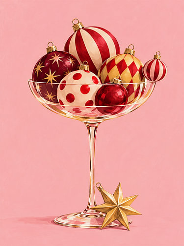 Boules de Noël dans une coupe dorée